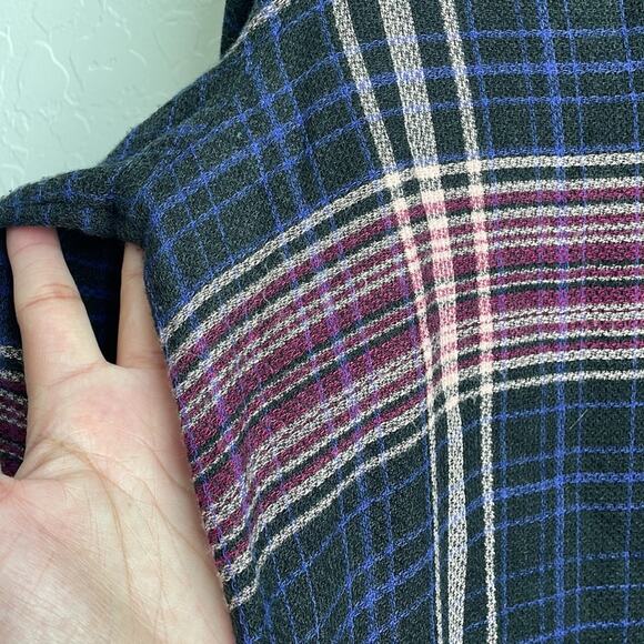 Cloth & Stone Plaid Tunic Shirt Dress Long Sleeve Knit Blue Pink L - Picture 12 of 12